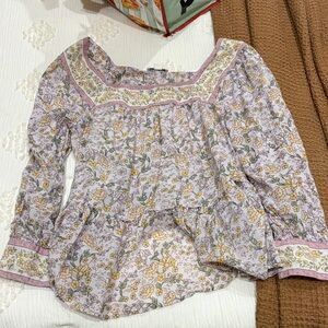 American Eagle Outfitters Floral Blouse in Pink and Cream